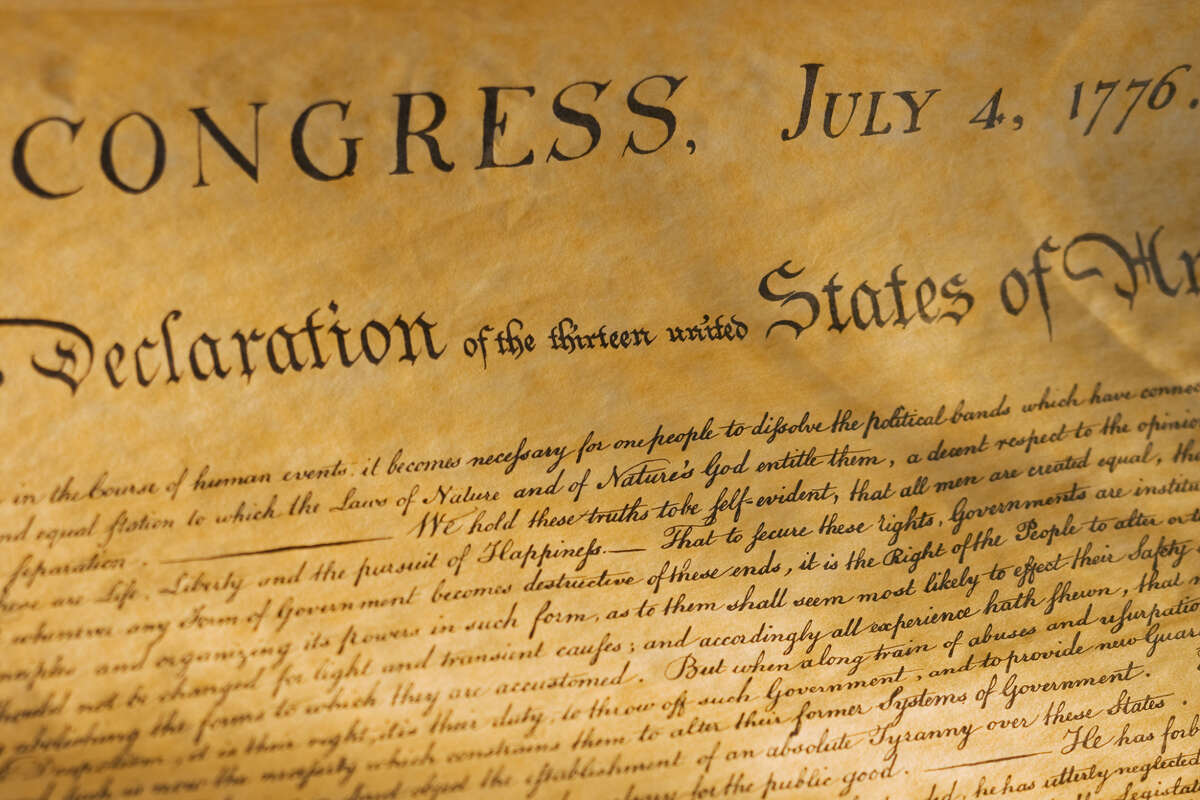 closeup of the Declaration of Independence